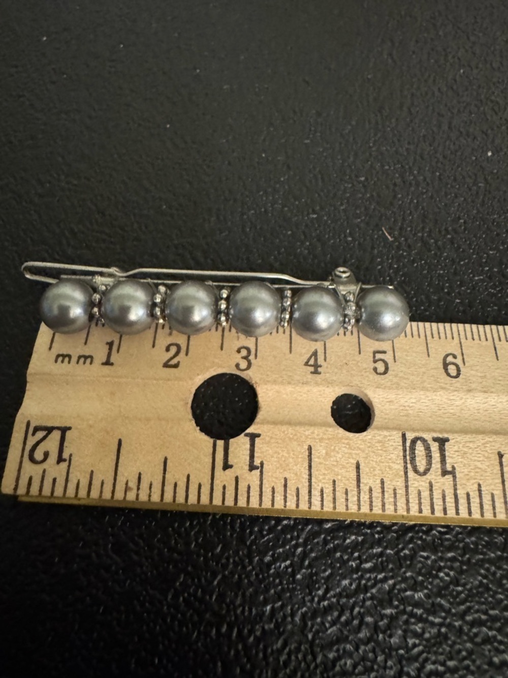 Classic Gray Faux Pearl Bar Hair Clip - Women's Jewelry